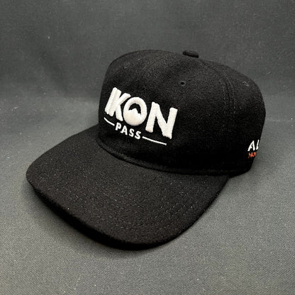 Ikon Pass Mammoth Mountain Black Wool Blend Strapback Hat Otto Ski Snowboard