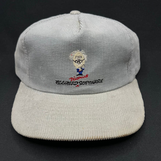 Vintage 80s Egghead Software Corduroy Snapback Hat Yupoong Korea