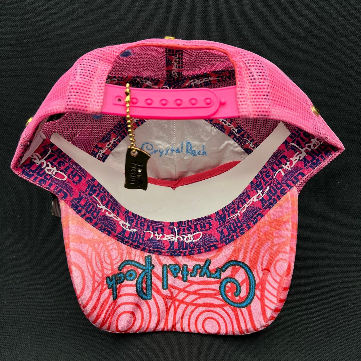 Crystal Rock Christian Audigier Pink Rhinestone Trucker Snapback Hat