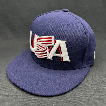 New Era 59FIFTY USA Baseball Olympic Fitted Hat 7 1/4 Navy Rare