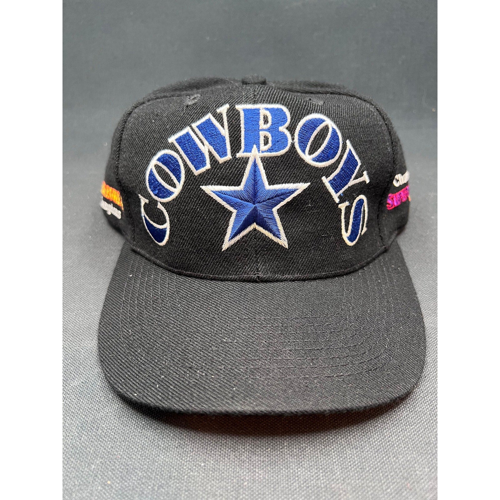 Vintage Dallas Cowboys Snapback Hat AnnCo 5X NFL Super Bowl Champs Black