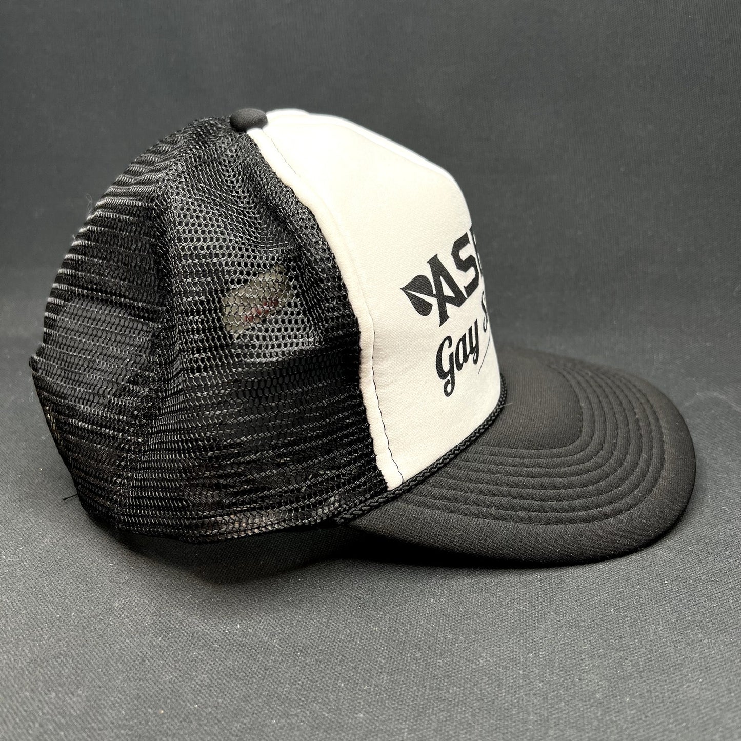 Vintage Aspen Gay Ski Week Otto Trucker Snapback Hat Black White