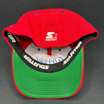 Vintage Starter LA Clippers Snapback Hat Red Script Logo NBA Fitted Hat