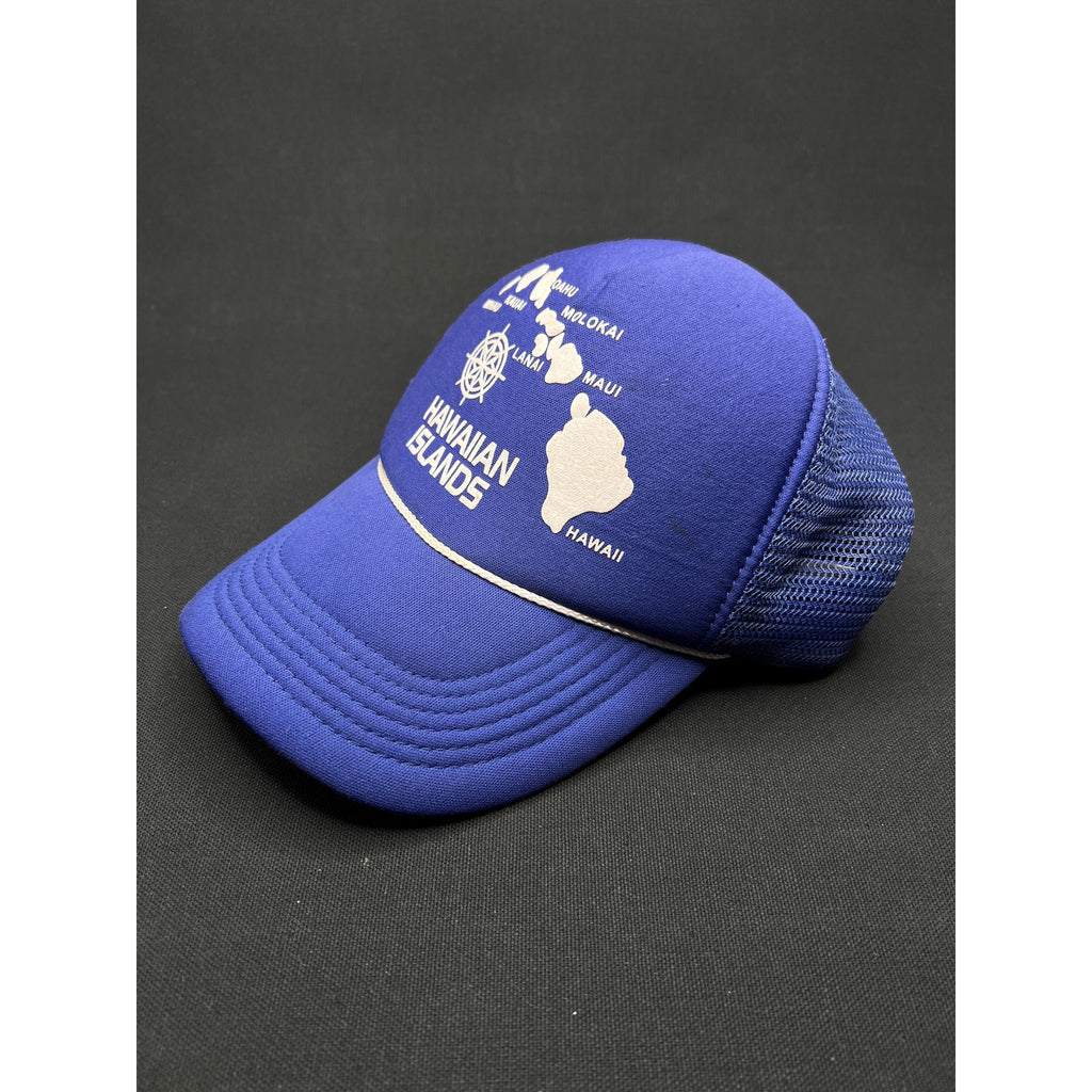 Vintage Hawaiian Islands Map Trucker Hat – Royal Blue Mesh Snapback