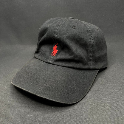 Polo Ralph Lauren Pony Strapback Hat Black Red Logo Adjustable Cap