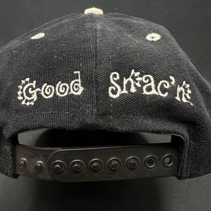 Vintage Snack Bar Snapback Hat Black Purple Script 90s USA