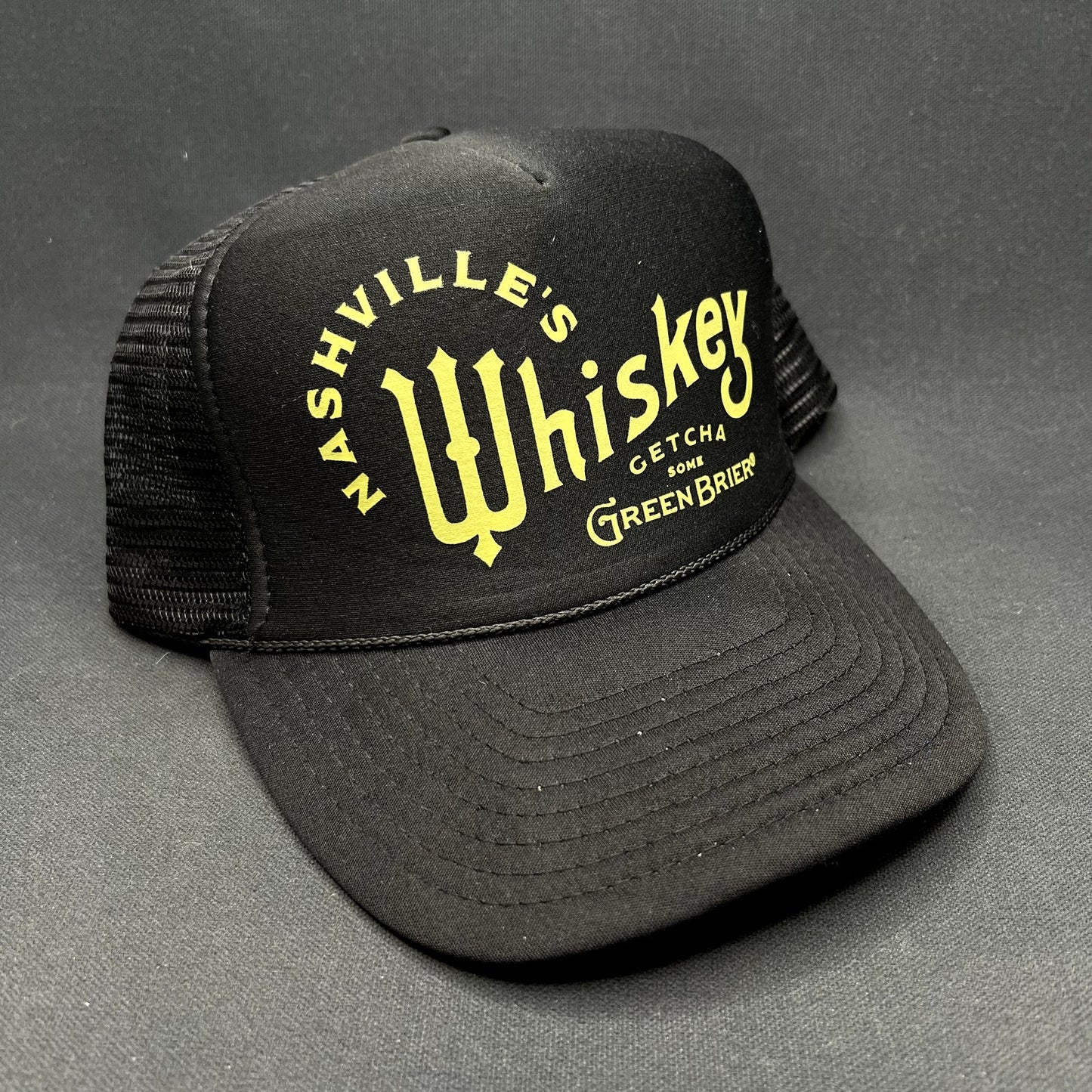 Vintage Nashville’s Whiskey Getcha Some Green Brier Nissin Trucker Snapback Hat
