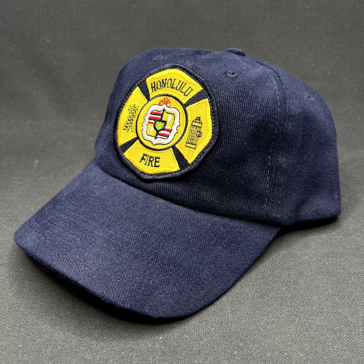 Vintage Honolulu Fire Department Strapback Hat Nissun Navy USA Patch