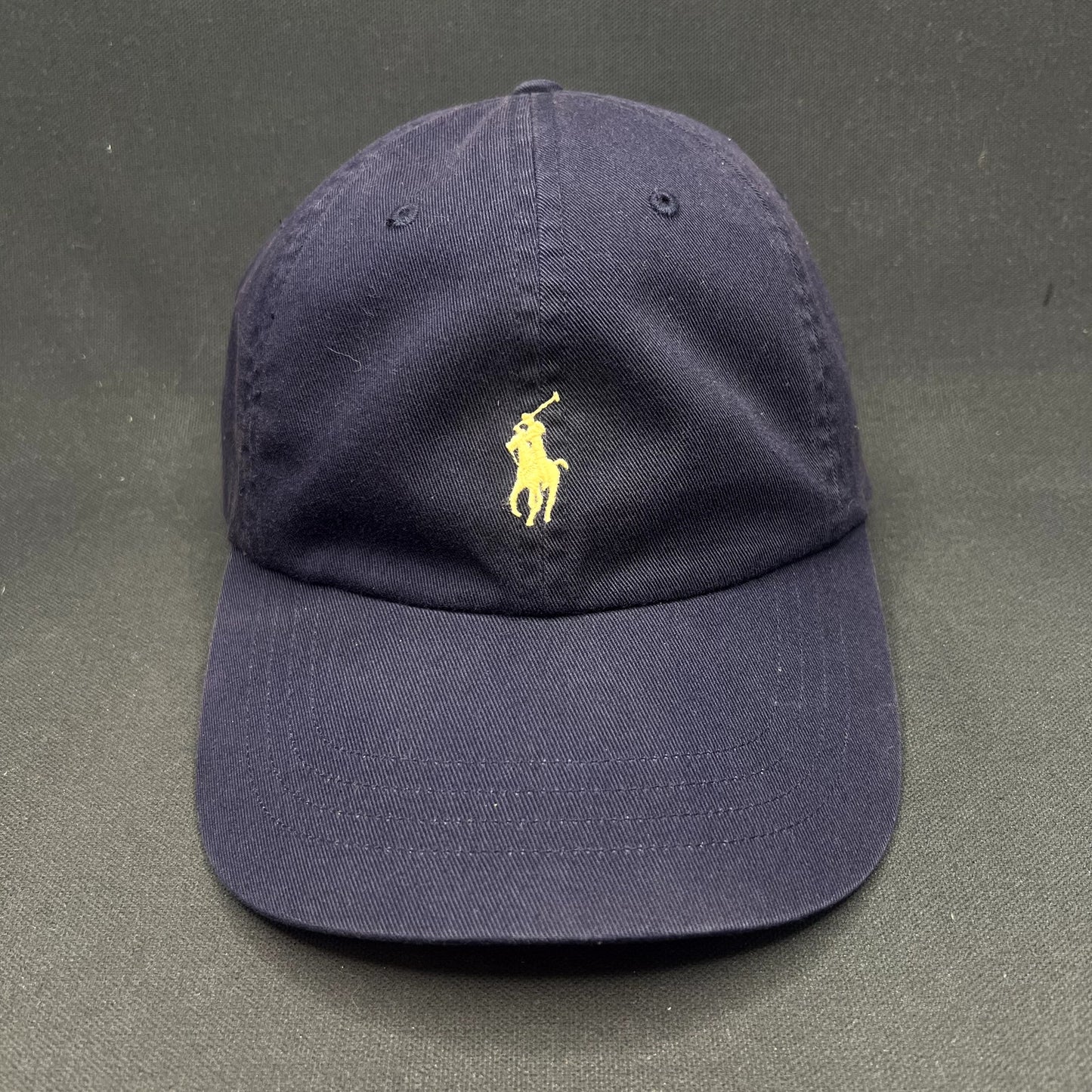 Polo Ralph Lauren Navy Cotton Chino Strapback Hat Yellow Pony Adjustable Cap