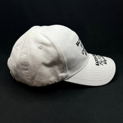 Balenciaga Languages Logo White Strapback Hat Made In Italy