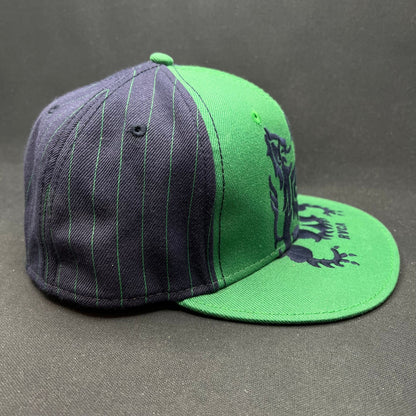 7 1/4 Y2K RVCA Crest Logo Snapback Hat Black White Pinstripe Brim