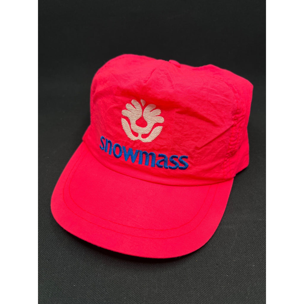 Vintage 80s Snowmass Aspen Ski Hat Neon Pink Nylon Lightweight Taiwan