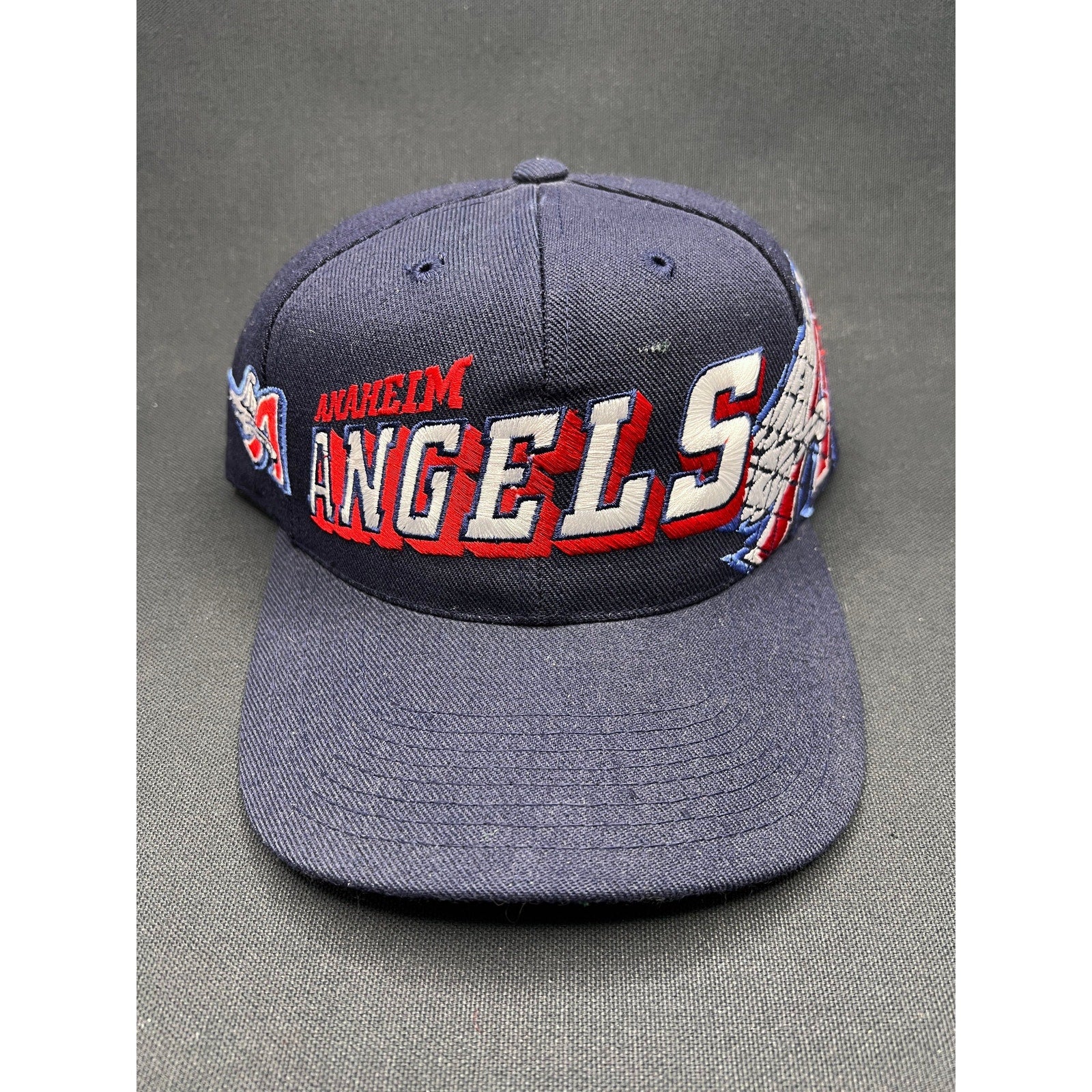 Vintage 90s Anaheim Angels Script Hat Sports Specialties Grid Snapback