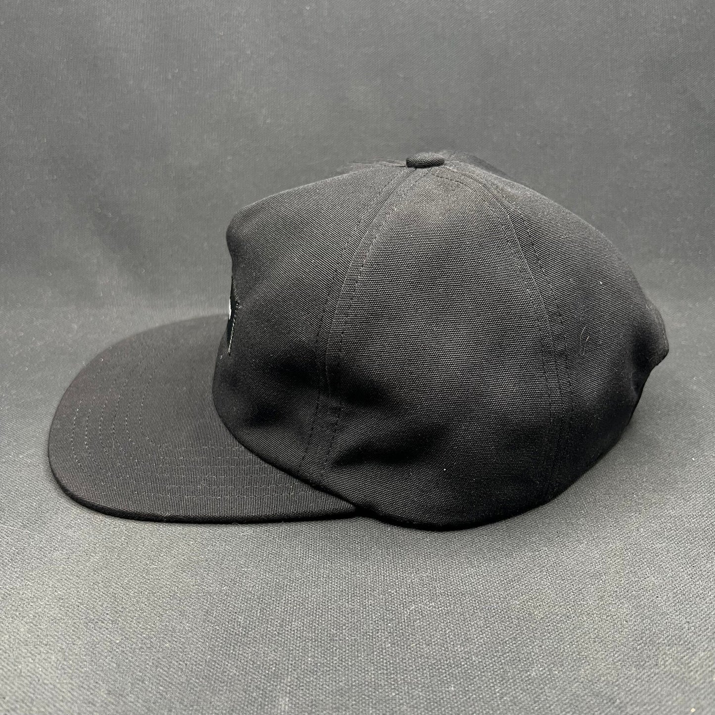 Finisterre 5 Panel Strapback Hat Black Recycled Canvas Patch Cap