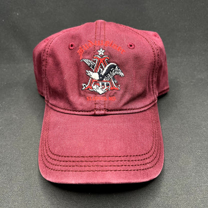 Lucky Brand x Budweiser Strapback Hat Burgundy Beer Cap