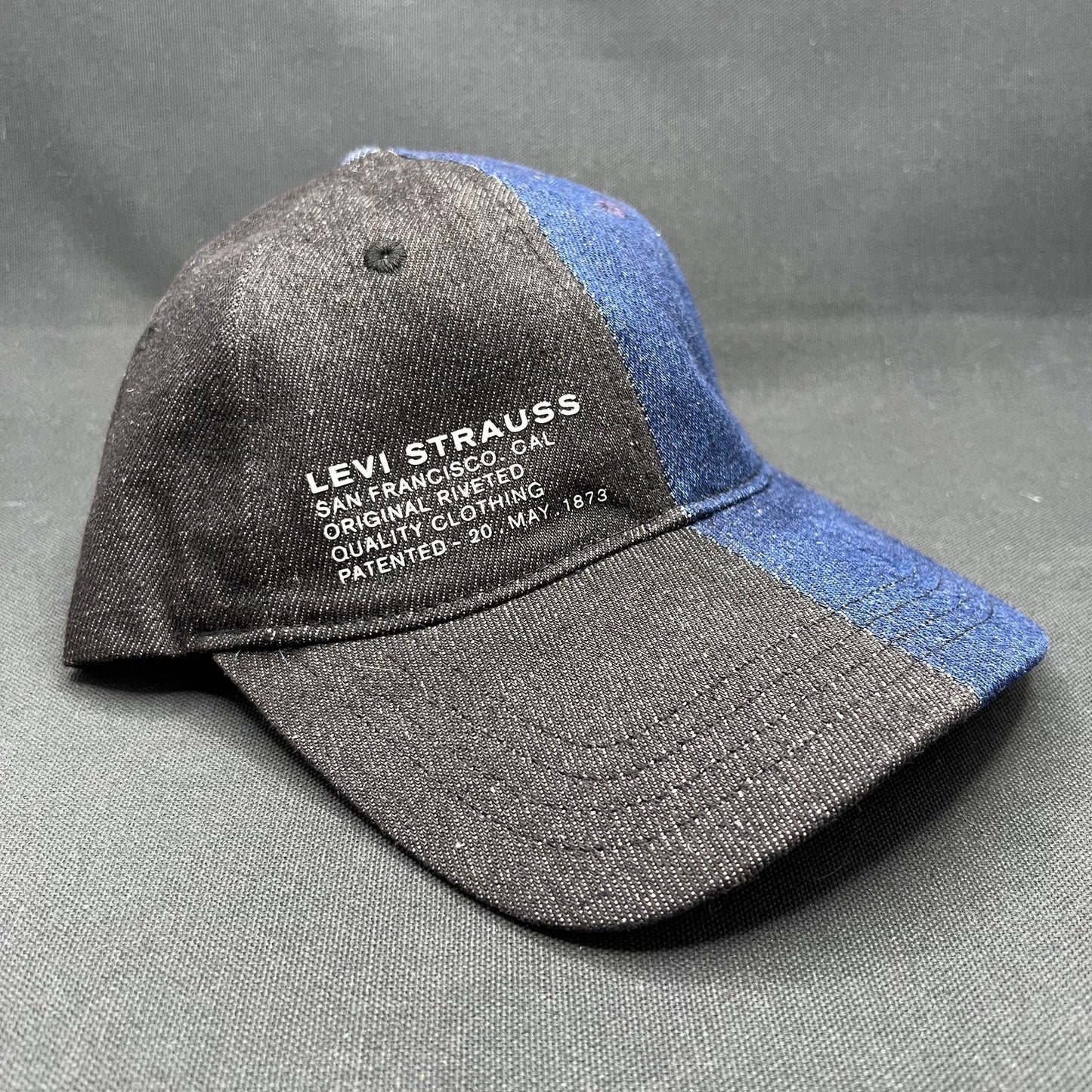 Retro Levi’s Strauss Split Denim Strapback Hat – Black/Indigo