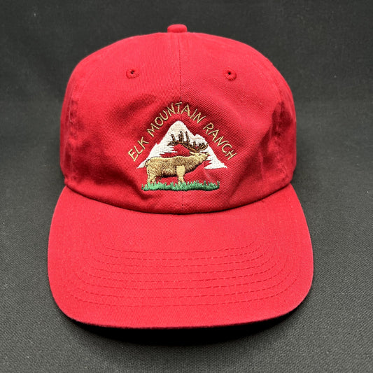 Vintage Elk Mountain Ranch Aspen Colorado Strapback Hat Red Dad Cap
