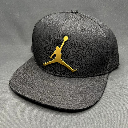 Youth Jordan Jumpman Elephant Print Snapback Black Gold Hat