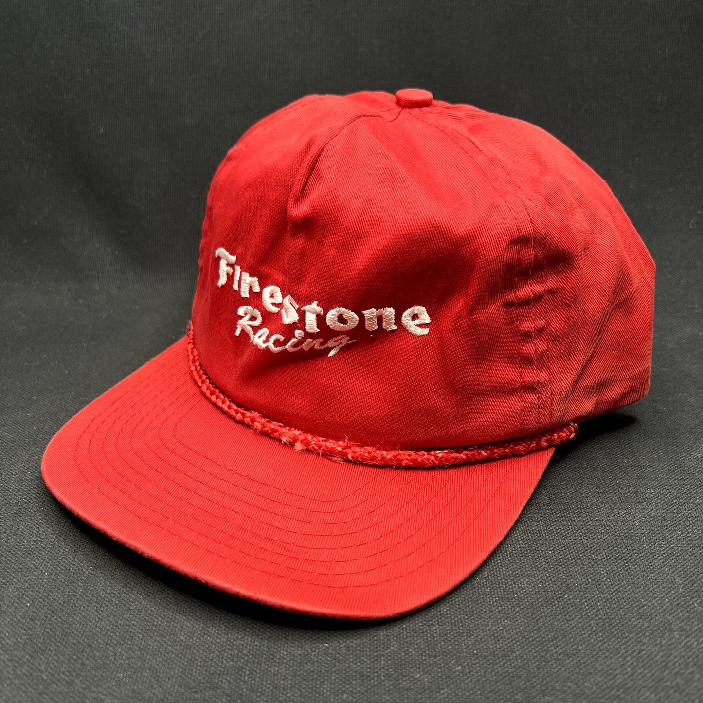 Vintage Firestone Racing Rope Snapback Hat Red IndyCar NASCAR Cap