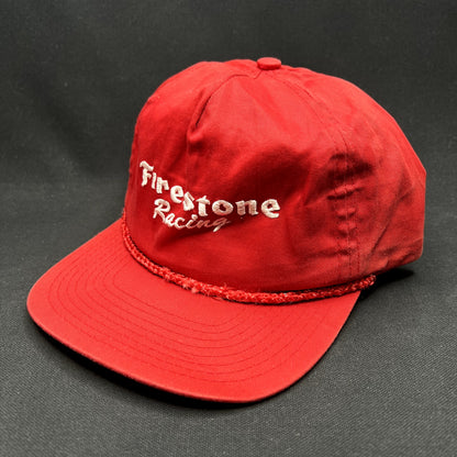 Vintage Firestone Racing Rope Snapback Hat Red IndyCar NASCAR Cap
