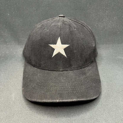 Vintage Made in USA Black Star Embroidered Snapback Hat Plain Minimalist Cap