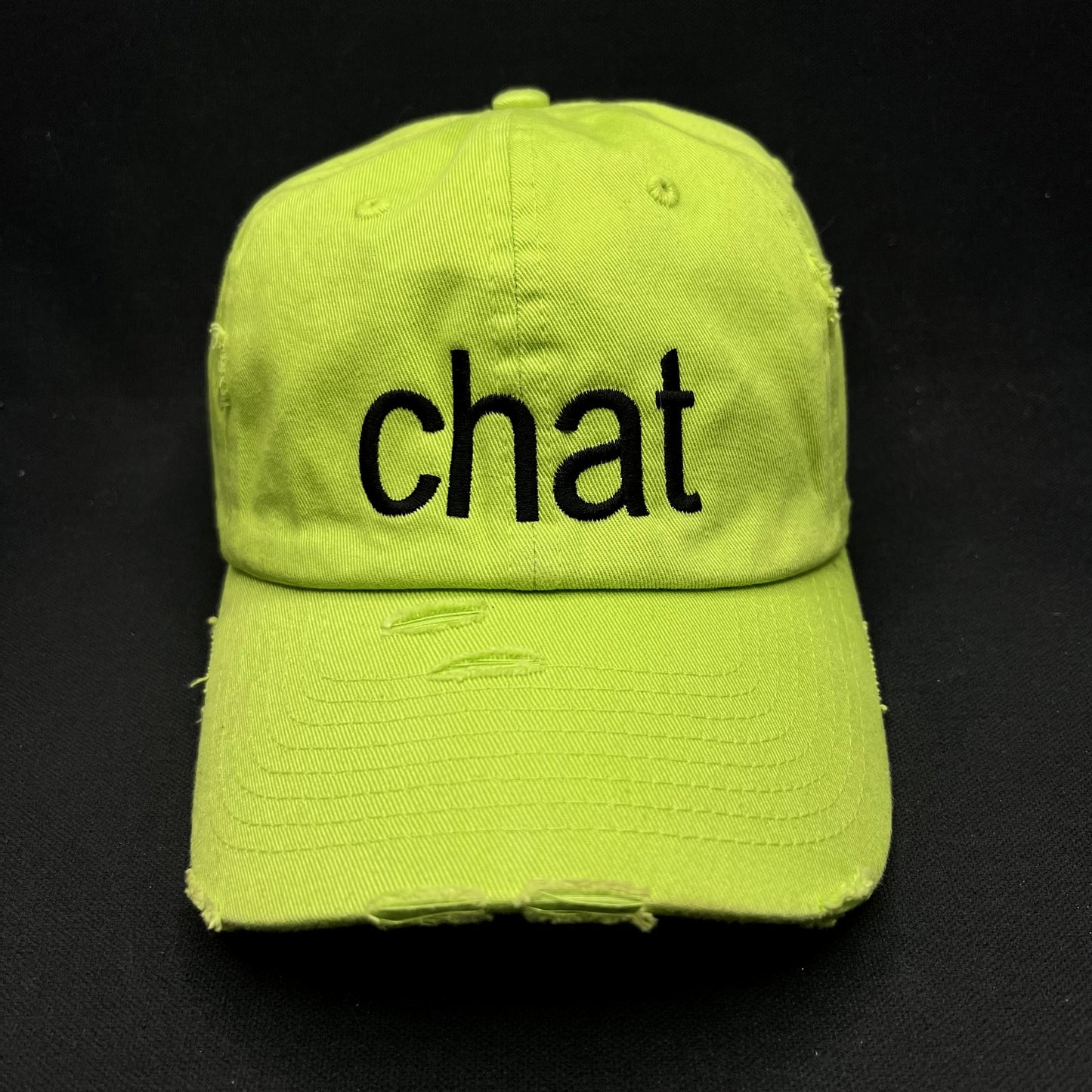 KBETHOS “CHAT” Distressed Strapback Hat Neon Green