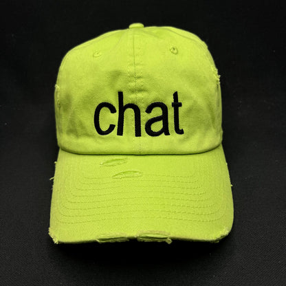 KBETHOS “CHAT” Distressed Strapback Hat Neon Green