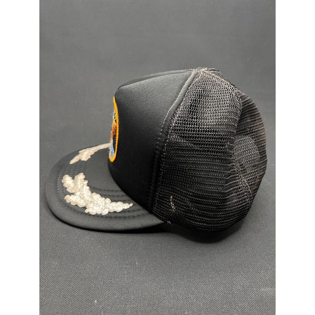 Vintage Apollo 11 NASA Space Trucker Hat Black Snapback Civic Cap Gold Leaf
