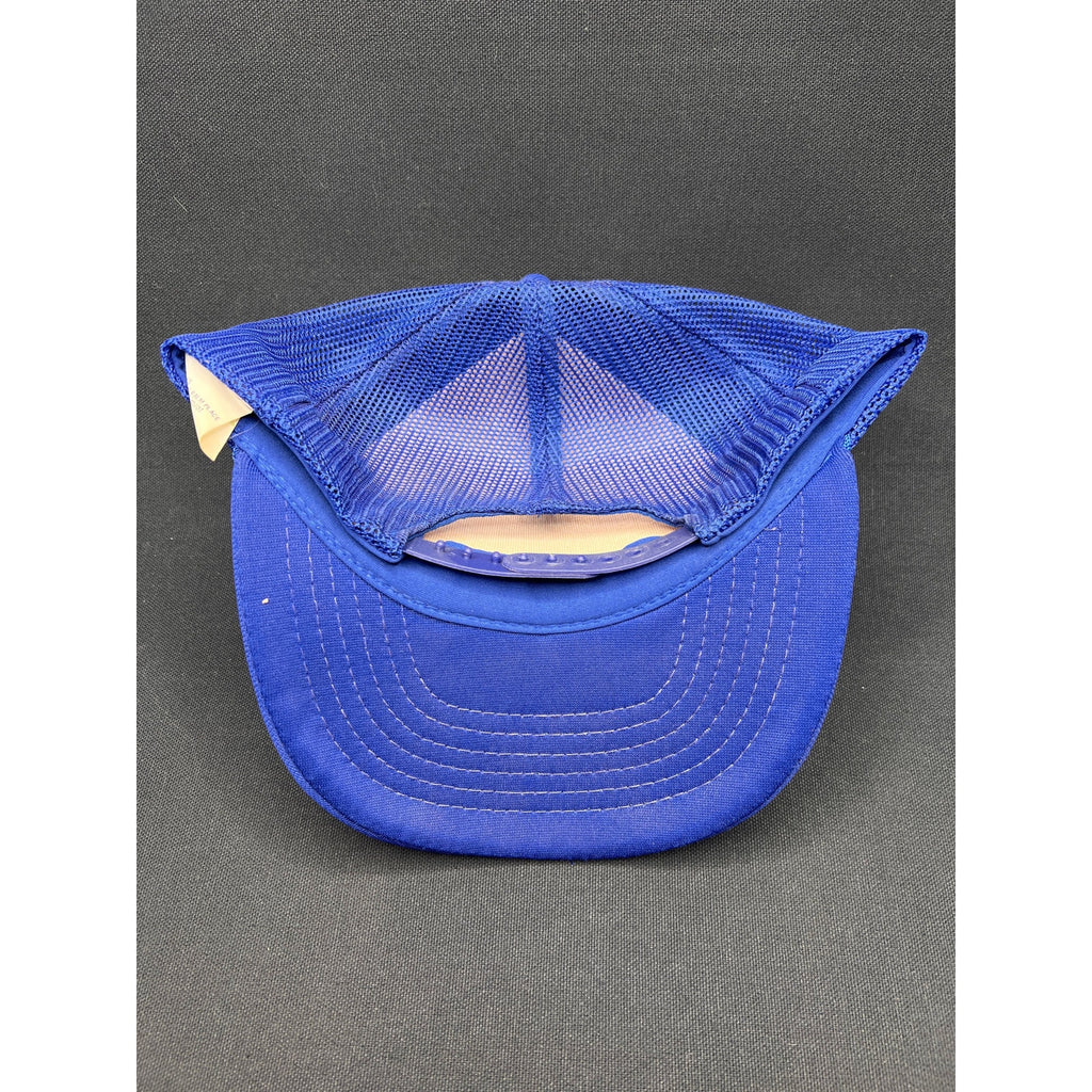 Vintage Budweiser Brewery 1980s Trucker Hat Blue Mesh Foam Snapback Beer Logo