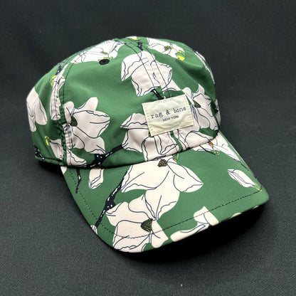 Rag & Bone New York Floral Strapback Hat Green Magnolia Print Cap