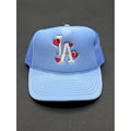 Y2K LA Dodgers Light-Blue Trucker Hat with Heart Embroidery – Sun Cap