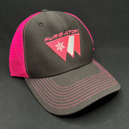 Vintage Purgatory Racing Snapback Hat Pink Mesh 90s Ski