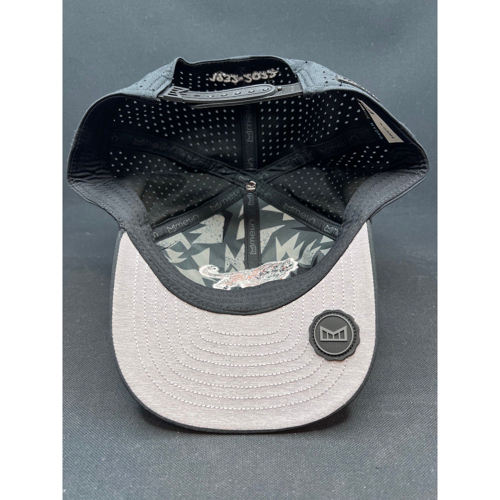 Melin A-Game Hydro Tiger Patch Snapback Hat Black Water Resistant Tech