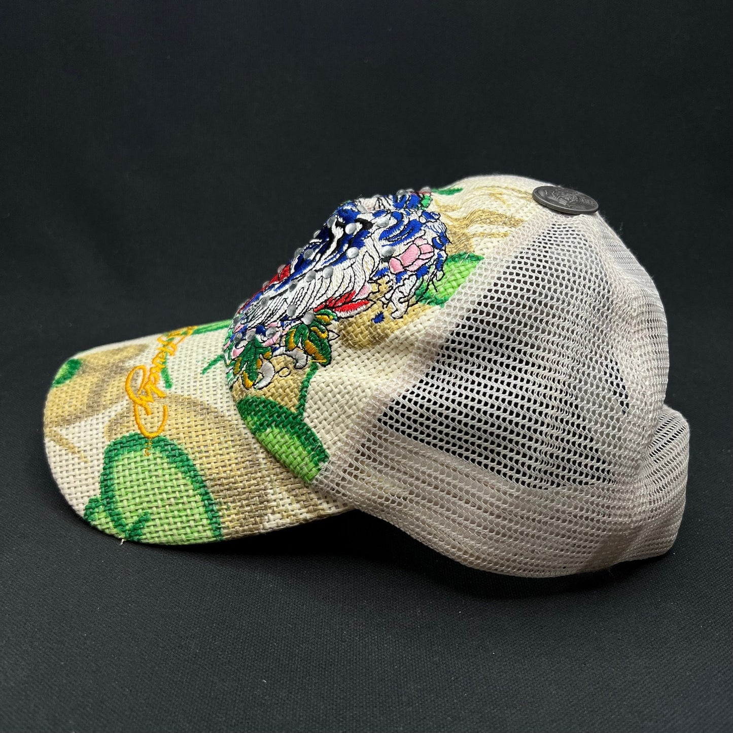 Ed Hardy Don Ed Hardy Tiger Rhinestone Trucker Hat Y2K