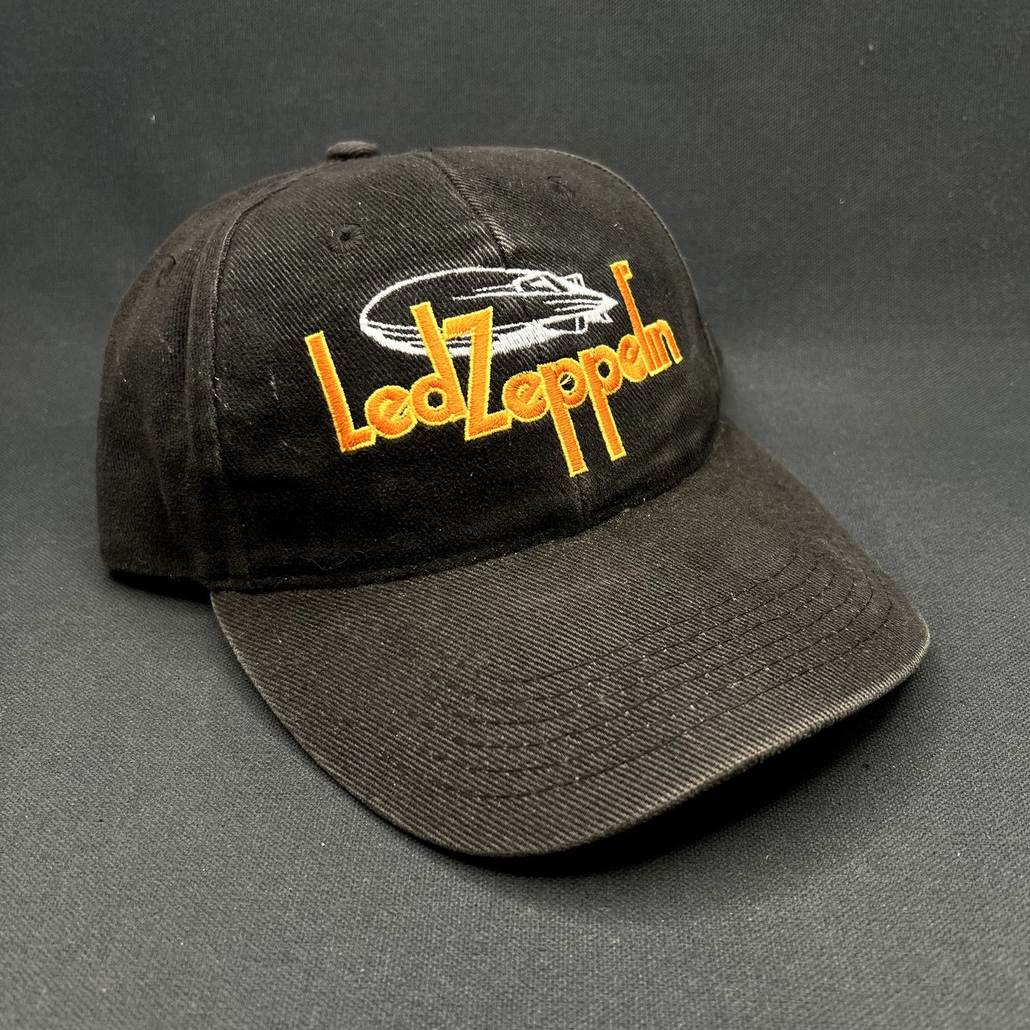 Vintage Led Zeppelin Airship Logo Strapback Hat Black Rock Band Cap 90s Style