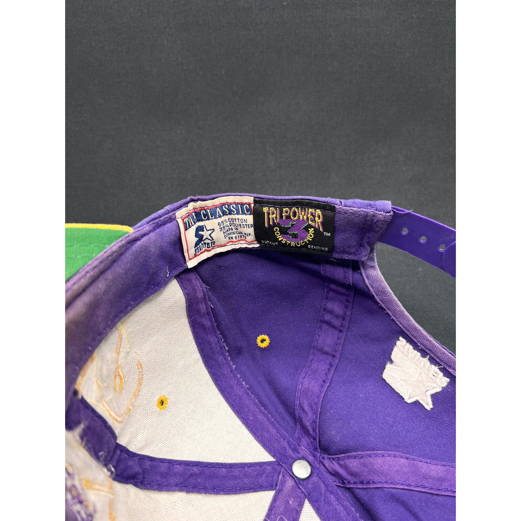 Rare Vintage 90s LA Lakers Starter Snapback Hat Tri Power Purple Gold Well Loved