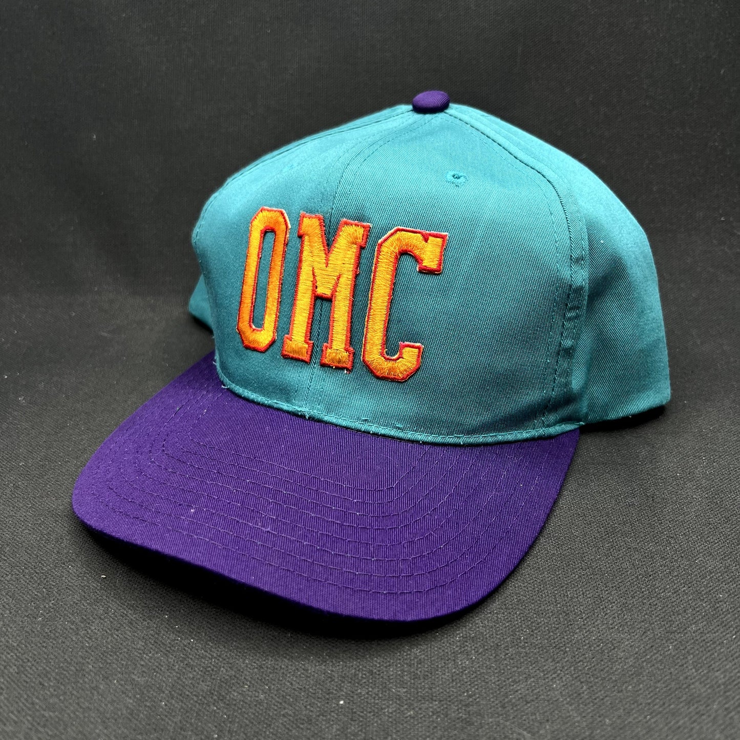 Vintage OMC Snapback Hat Headmaster Teal Purple 90s Outdoor Marine Corp