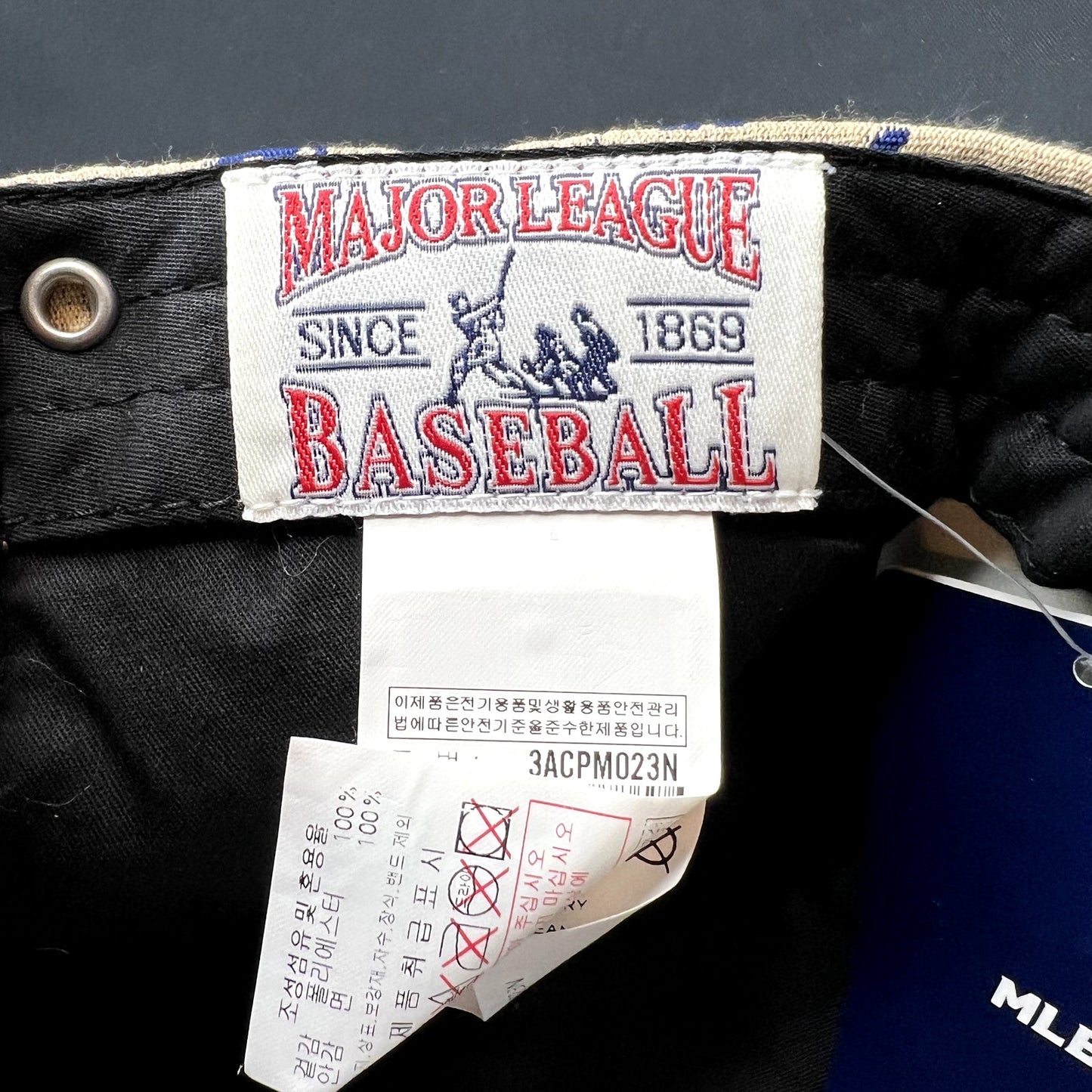 MLB Korea Boston Red Sox Monogram Strapback Hat Beige Blue Cap