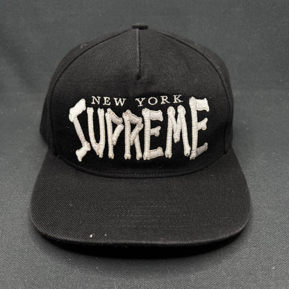 Supreme New York Bones Logo Snapback Hat Black USA Made