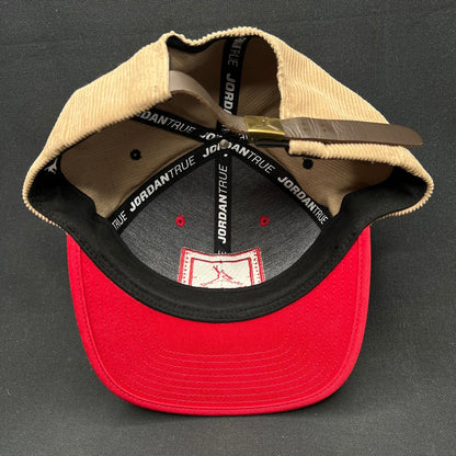 Nike Air Jordan Corduroy Patch Strapback Hat Black Red Tan