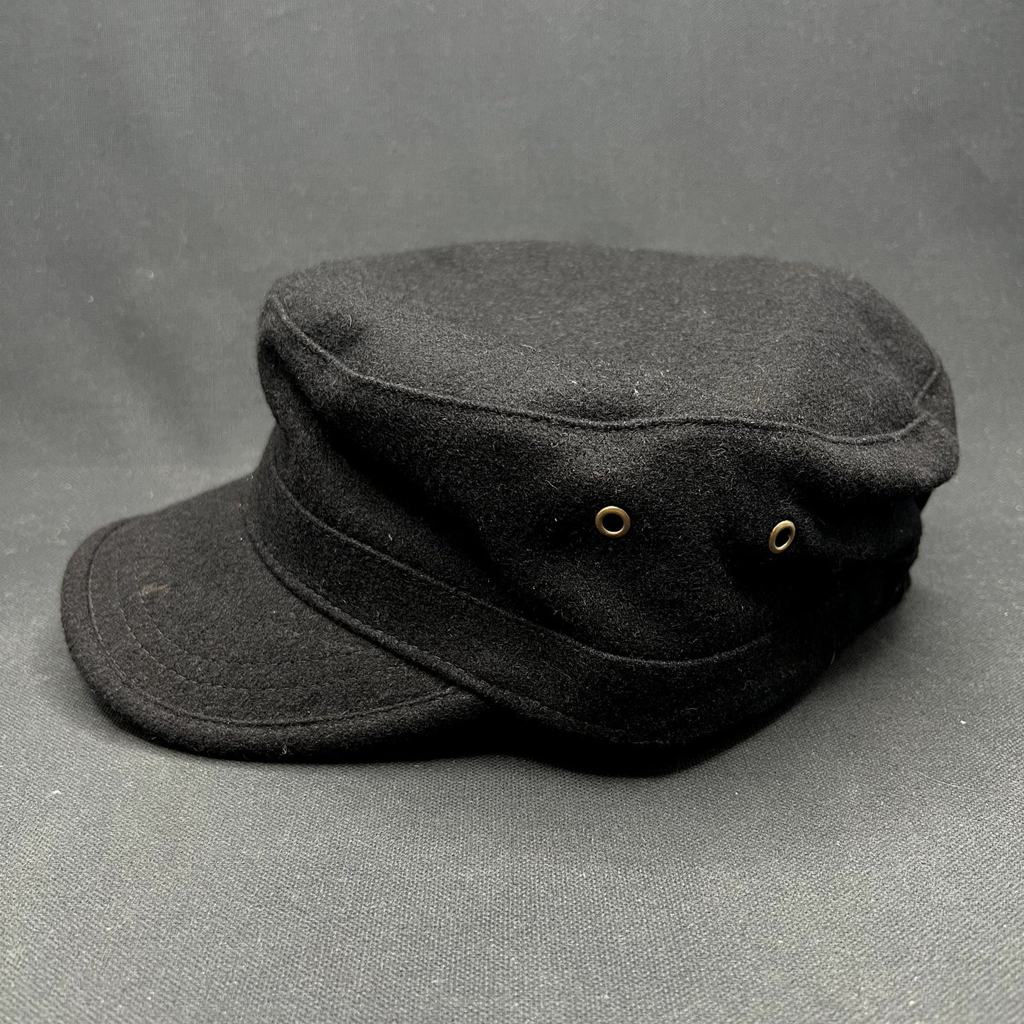 Peter Grimm Black Wool Blend Military Cadet Cap OS