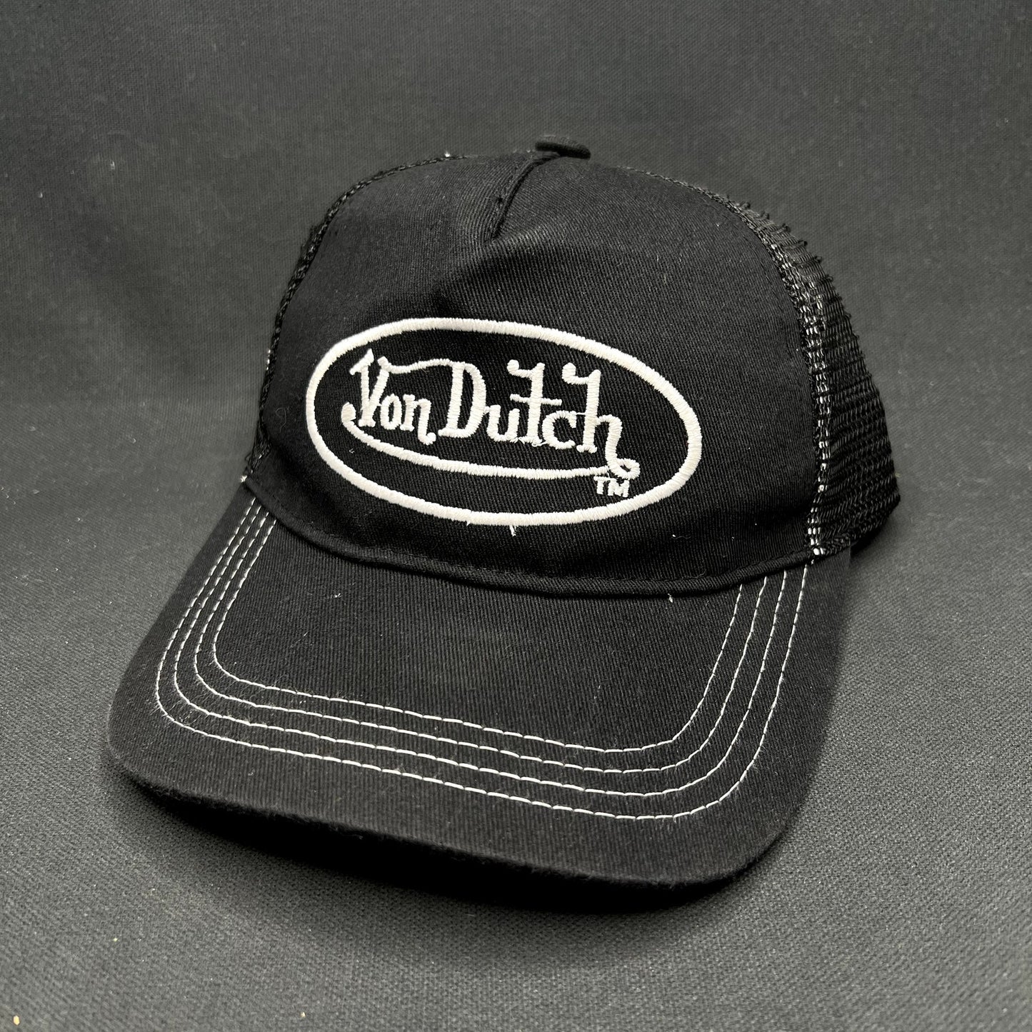 Vintage Y2K Von Dutch Black Trucker Snapback Hat