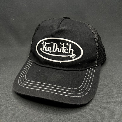 Vintage Y2K Von Dutch Black Trucker Snapback Hat