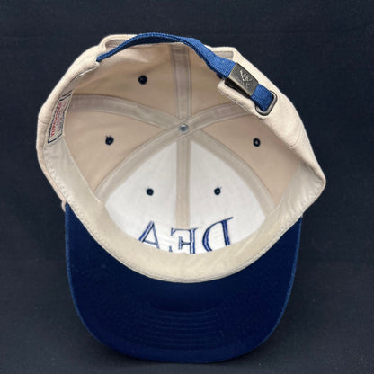 Vintage DEA Strapback Hat Yupoong Cotton Two Tone Blue Tan Cap