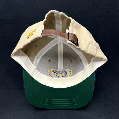 Jack Nicklaus Golden Bear Golf Strapback Hat Khaki Navy Leather Strap Cap