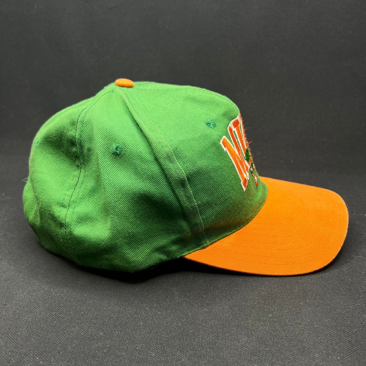 Vintage Miami Hurricanes Split Color Snapback Hat Mascot Logo