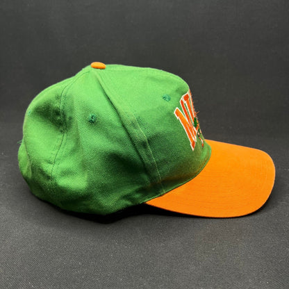 Vintage Miami Hurricanes Split Color Snapback Hat Mascot Logo