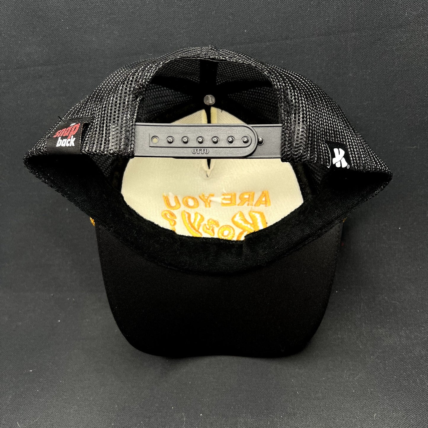 Are You Kozy? Los Angeles California Trucker Snapback Hat Black Gold Otto
