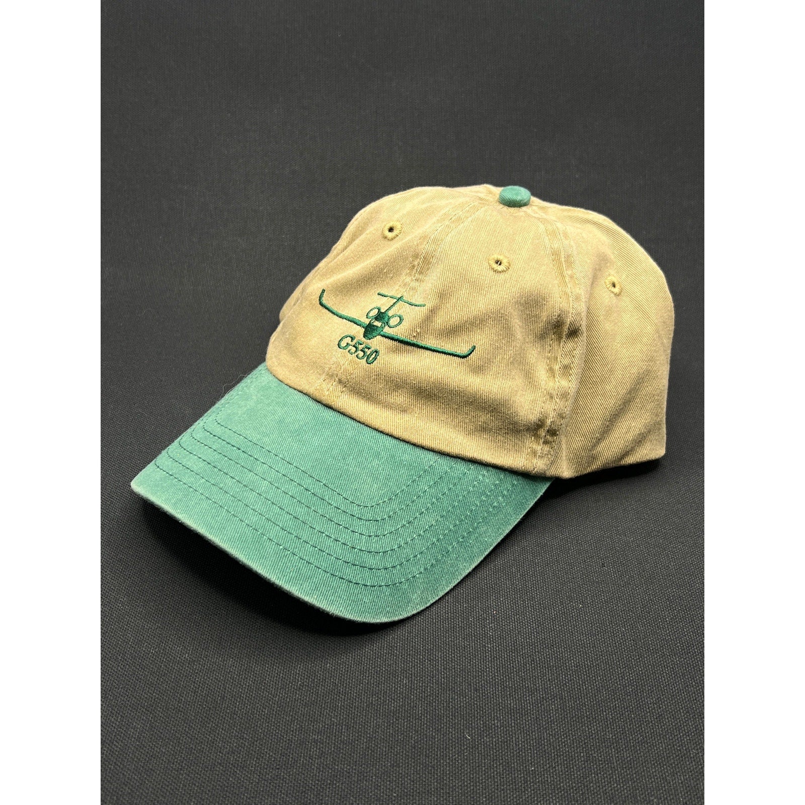 Gulfstream G550 Aspen Hat – Vintage Khaki & Green Dad Cap Private Jet Aviation