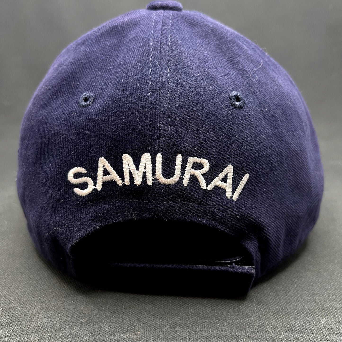 Samurai Kanji Strapback Hat Navy Blue Japanese Embroidered Cap